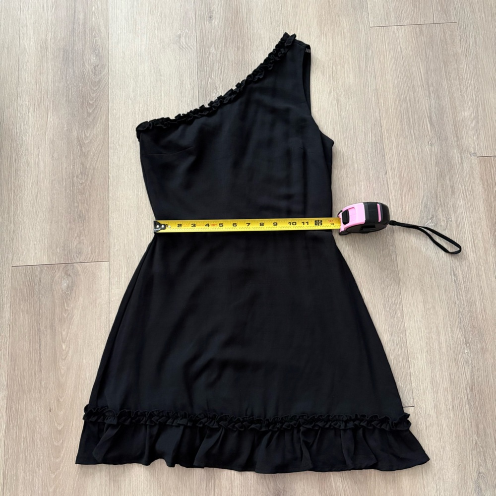 Trixxi Womens Dress Small Black Ruffles One Shoulder Midi Length Minimalist - Picture 6 of 10